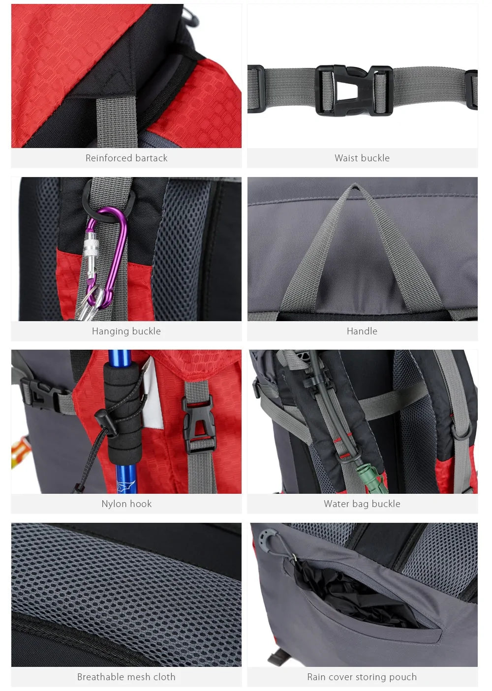 TrekKING Camping Backpack with Rain Cover